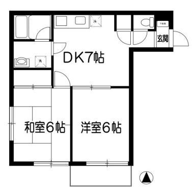 武蔵ハイツI(2DK/3階)の間取り写真