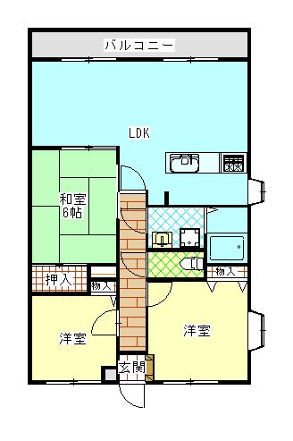 サンロイヤル金生(3LDK/3階)の間取り写真