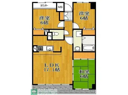 ラ・パラドール中山(3LDK/2階)の間取り写真