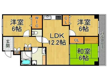 グレース甲陽園(3LDK/3階)の間取り写真