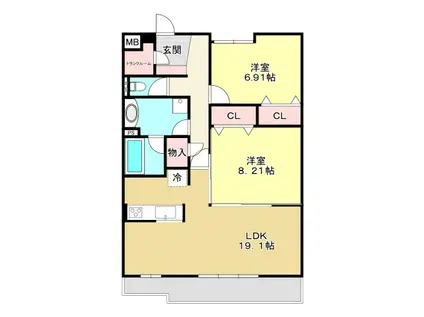 GARDENHOUSE 大谷町I(2LDK/1階)の間取り写真