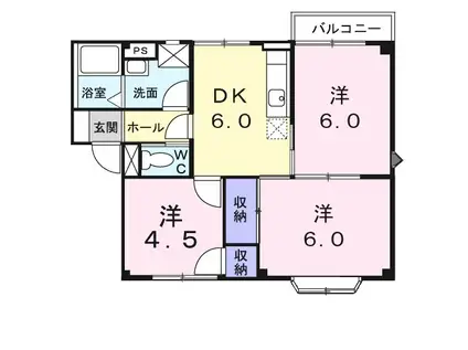 コンフォートアカハネ(3DK/1階)の間取り写真