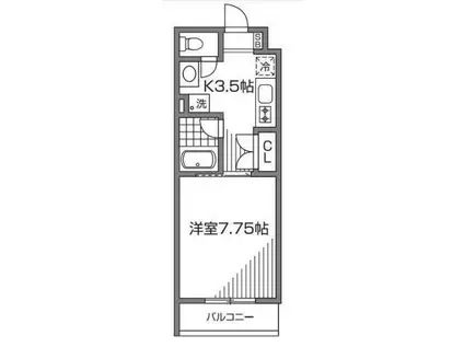 ラコリッタカラスヤマ(1K/3階)の間取り写真