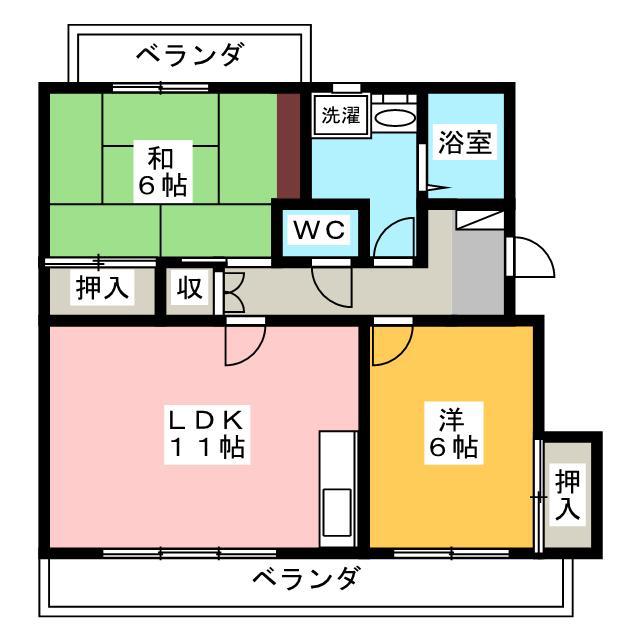 セピアコート中田(2LDK/1階)の間取り写真