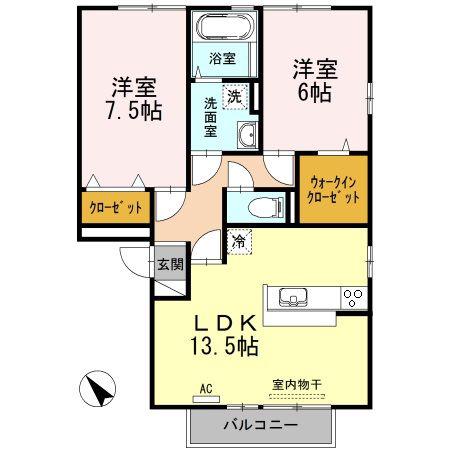 リビングタウン福山東A棟(2LDK/3階)の間取り写真