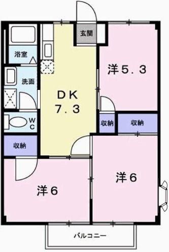 ＪＲ山陽本線 上郡駅 徒歩6分 2階建 築33年(3DK/2階)の間取り写真