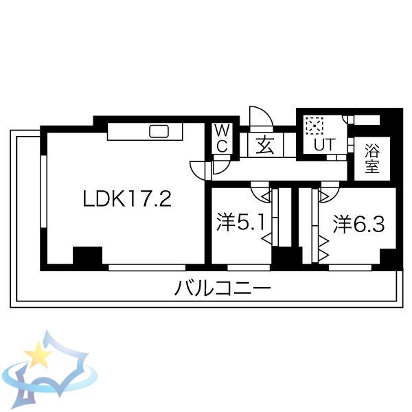 コンドー円山KIRARI(2LDK/2階)の間取り写真