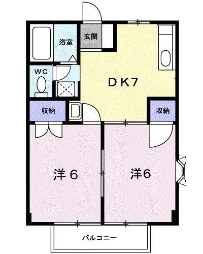 SANTYひまわり(2DK/1階)の間取り写真