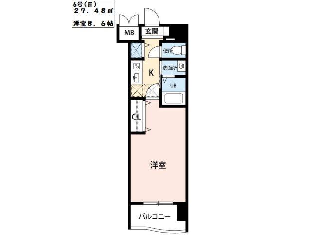 ベイプレイス小倉(1K/10階)の間取り写真
