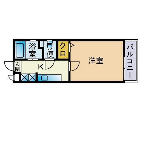 ウェルスロコ九大前(1K/1階)の間取り写真