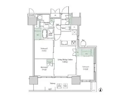 ブルックサイドレジデンス木場(3LDK/9階)の間取り写真