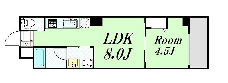 フランカー桜ノ宮SIX(1LDK/3階)の間取り写真