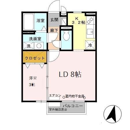 サンライズ城南(1LDK/2階)の間取り写真