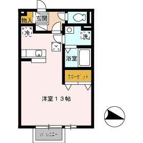 クレドール東尾道(ワンルーム/1階)の間取り写真