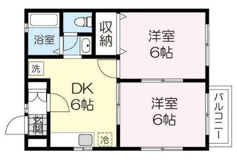 パーシモンむらさわ(2DK/1階)の間取り写真