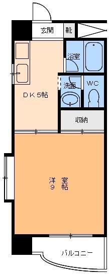 クレストコート味酒(1DK/5階)の間取り写真