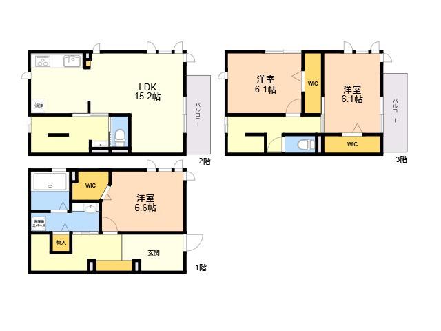 D-ROOM室見壱番館(3LDK/3階)の間取り写真