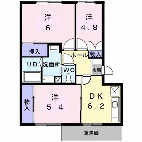 メゾンドール(3DK/1階)の間取り写真