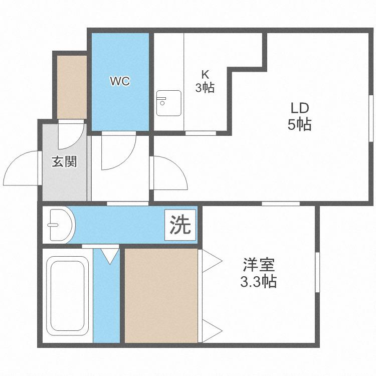T-SQUARE I(1DK/3階)の間取り写真