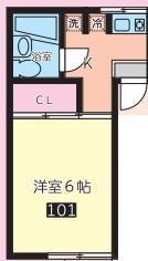 ミッテ連坊(1K/1階)の間取り写真