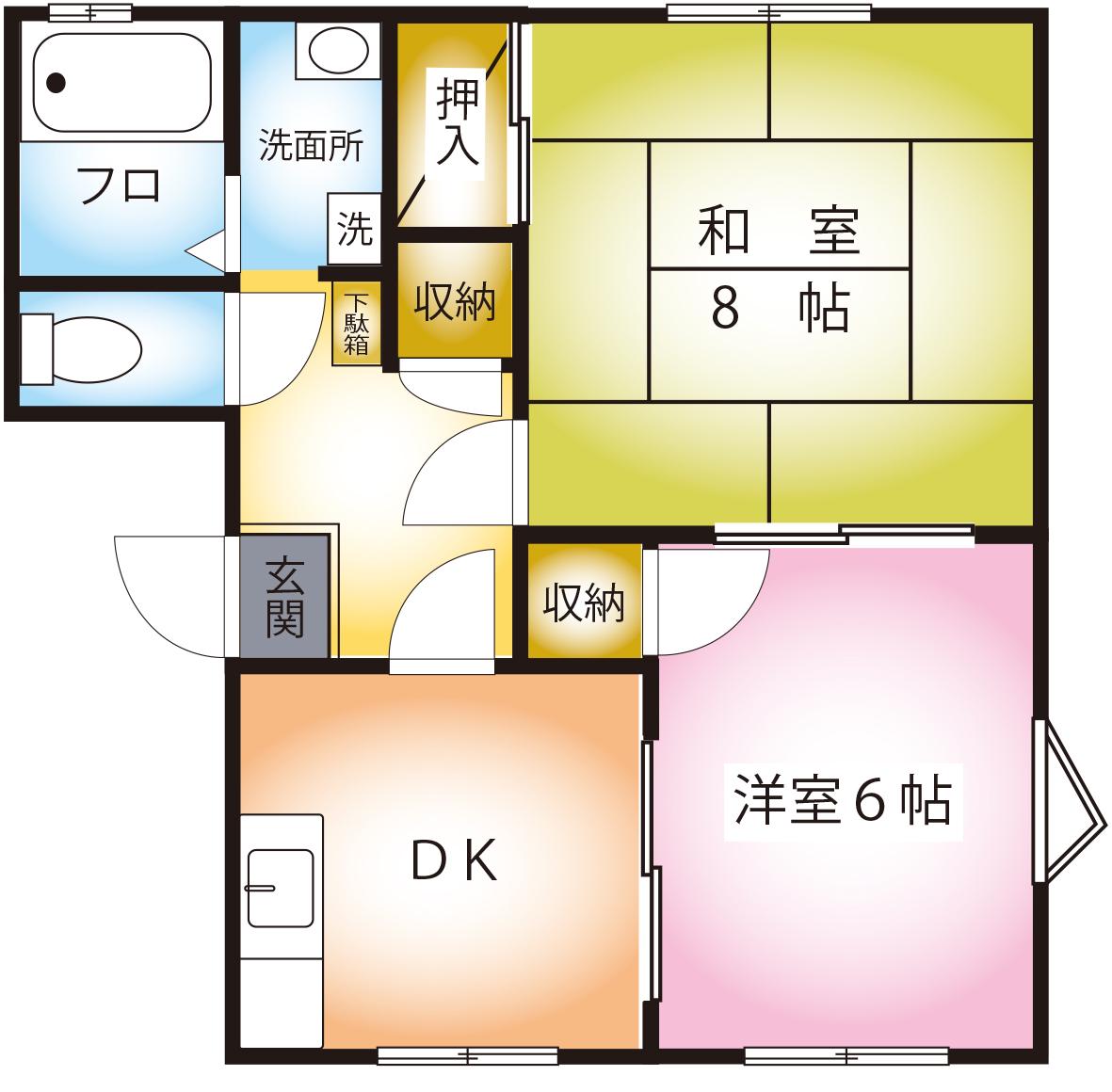 ハイツトレビアン(2DK/1階)の間取り写真