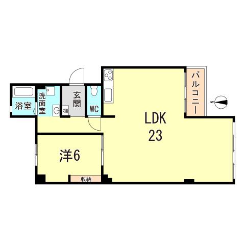 塩屋2号棟(1LDK/2階)の間取り写真