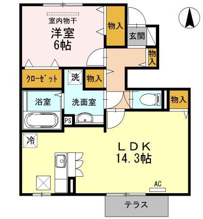 ヴィラ・ボヌール(1LDK/1階)の間取り写真