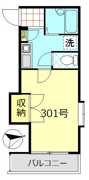 グランコート(1K/3階)の間取り写真