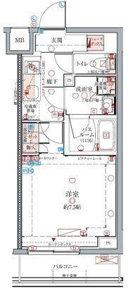 クレヴィスタ浮間舟渡(1K/4階)の間取り写真