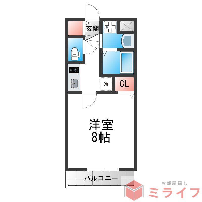 アドバンス大阪フェリシア(1K/2階)の間取り写真