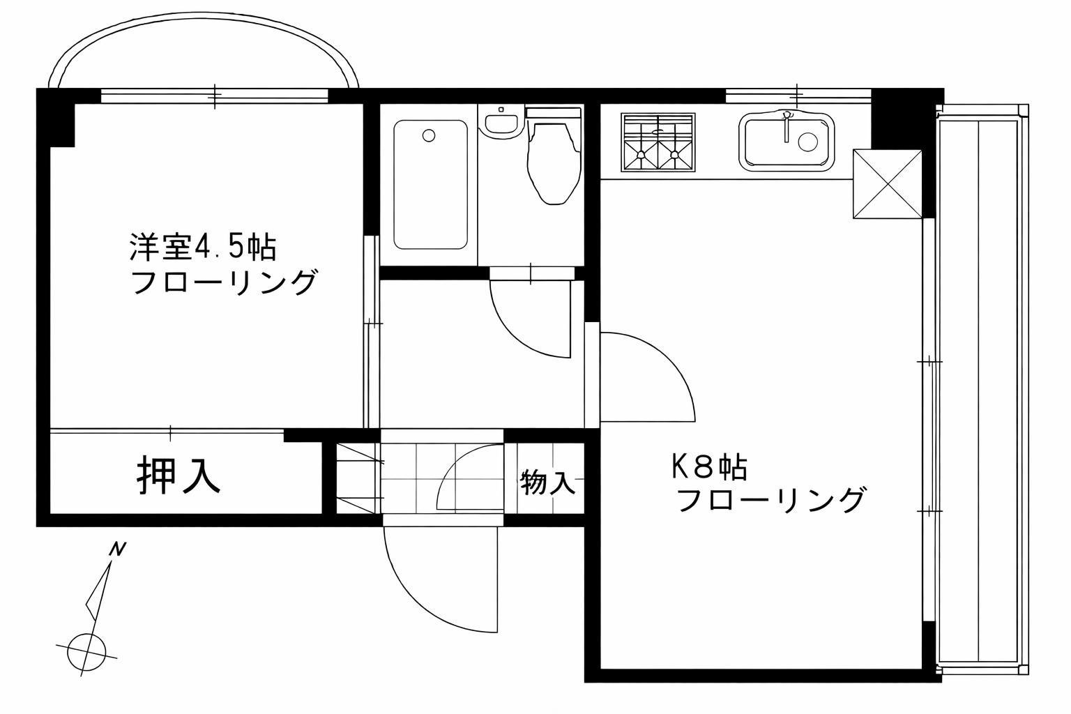 脇ビル(1LDK/3階)の間取り写真