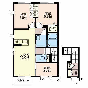 コンソラータ(2SLDK/2階)の間取り写真