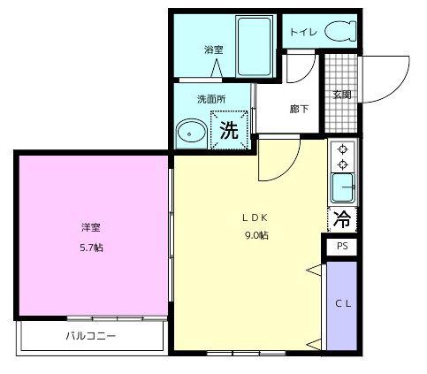 フジパレス中之島サウス(1LDK/1階)の間取り写真