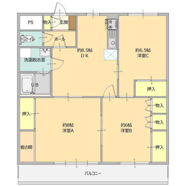 パークサイド野村(3DK/2階)の間取り写真