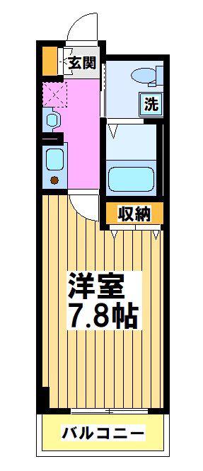 アンビックスつつじヶ丘 A棟(1K/2階)の間取り写真