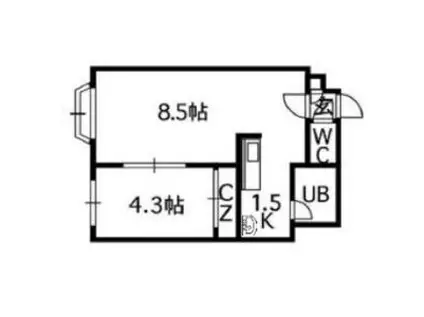 カサブランカ弐番館(1LDK/2階)の間取り写真