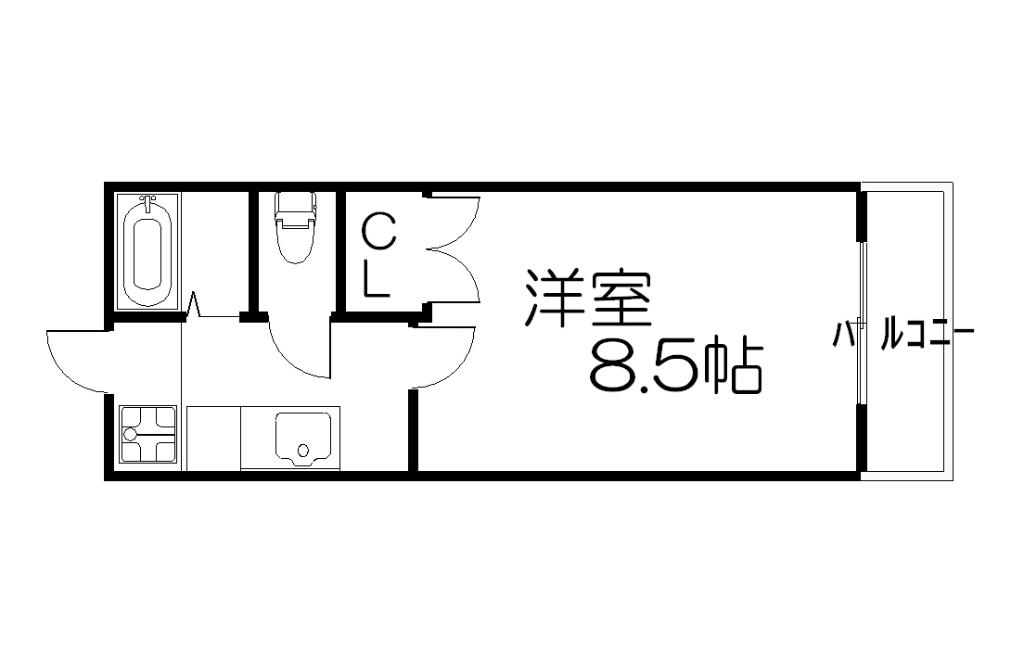 銀頂ハイツ(1K/1階)の間取り写真