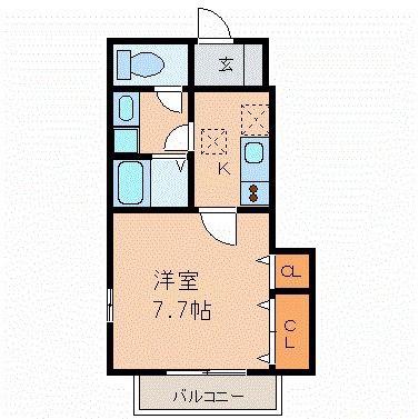 ベルーナ I(1K/1階)の間取り写真