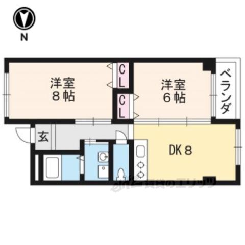 コーポラス伏見(2DK/3階)の間取り写真