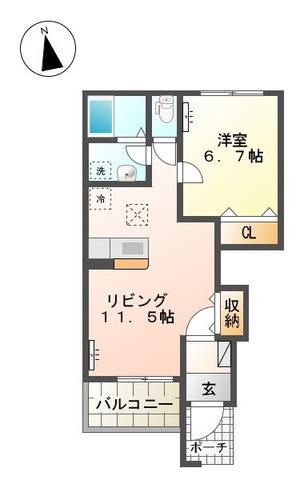 ブリーゼ 101(1LDK/1階)の間取り写真