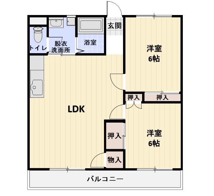 ツインパレスコイズミE(2LDK/1階)の間取り写真