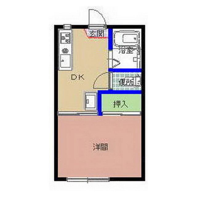 セブンハイツB棟(1K/2階)の間取り写真