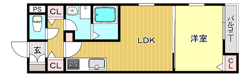 H AND P 平野(1LDK/2階)の間取り写真