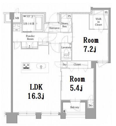 エンクレスト呉服町(2LDK/14階)の間取り写真