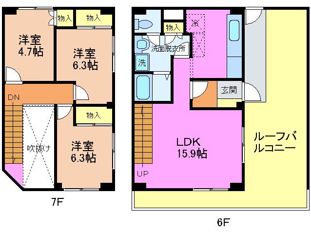 SHOUWA RESIDENCE(3LDK/6階)の間取り写真