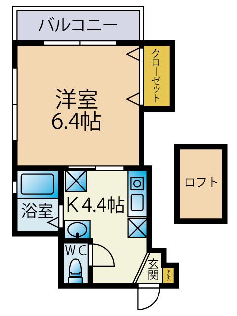 アーバンパーク(1K/2階)の間取り写真