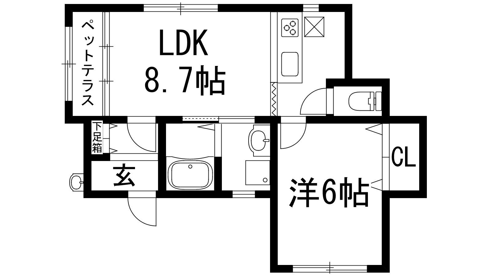 ペディベル(1LDK/1階)の間取り写真