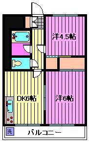 石川第一マンション(2DK/2階)の間取り写真
