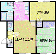 梅美ハイツ(2LDK/2階)の間取り写真