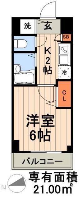 ガーラ・シティ門前仲町(1K/4階)の間取り写真